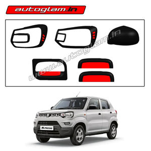 Maruti Suzuki S-Presso Black Show Kit, Color - Black with Red, Set of 6 Items, AGMSSPBSK2