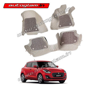 7D Mats for Maruti Suzuki Swift 2018+ All Variants, Color - Beige, AGMSS1810MBG