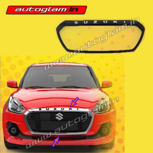 Maruti Suzuki Swift 2018+ Front Grill Ring, Color-Black with Chrome Alpha, AGMSS521FG