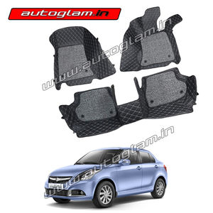 7D Mats for Maruti Suzuki Swift Dzire 2010-17 All Variants, Color - Black, AGMSSD1211MBL