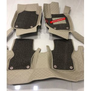 Hyundai Premium 7D Car Mats for all Models, Color-Beige with Beige Line & Brown Grass Mat, AGMS7D08