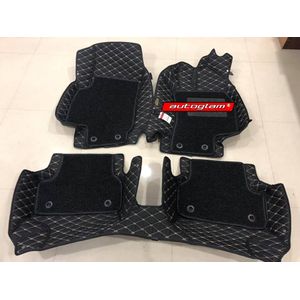 Mahindra Premium 7D Car Mats for all Models, Color-Black with Beige Line & Black Grass Mat, AGMS7D41