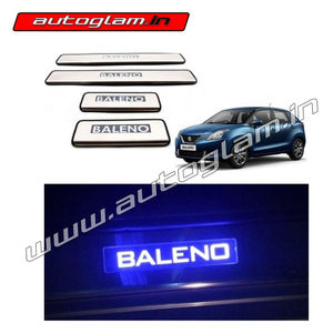 AGMSB37CA, Maruti Suzuki Baleno Sill Plate Blue with Chrome - Set of 4 Pcs