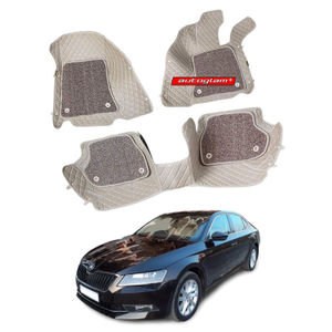 7D Car Mats Compatible with Skoda Superb 2017, Color - Beige, AGSS7D172