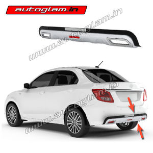 Maruti Suzuki Swift Dzire 2017+ Rear Bumper Diffuser, Rear Guard Matt Black with Silver, AGMSSD17RD 