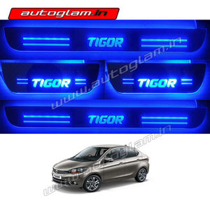 Tata Tigor Door Blue LED Sill Plates-Set of 4 Pcs, AGTT51DSP