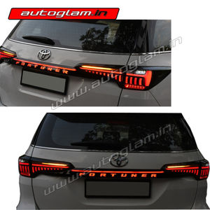 Toyota Fortuner 2016-2020 LED Tail Light with Tail Gate Garnish with Matrix - SMOKE GLASS, AGTF902LTTG