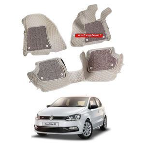 7D Car Mats Compatible with Volkswagen Polo GT, Color - Beige, AGVWPGT7D2
