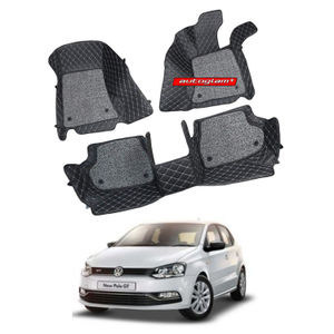 7D Car Mats Compatible with Volkswagen Polo GT, Color - Black, AGVWPGT7D1