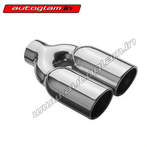 Chrome Twin Round Exhaust Muffler Tip for all Cars, AGCT372REMF