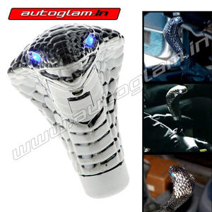 Universal Chrome Cobra Snake ,Red LED Eye, Car Manual Gear Shift Knob Handle Shifter Lever, AGUCSRLCKHSL