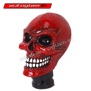 Universal Alloy Skull Manual Gear Shift Knob, Red Finish, AGUAMG0SRF