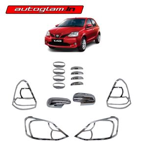 Chrome Combo Kit for Toyota Etios Liva, Set of 14 pcs, AGTL393CCK