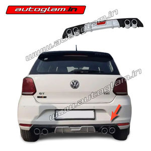 Volkswagen Polo 2010-2020 Rear Bumper Diffuser with Dual Chrome Tip, AGVWP639RD