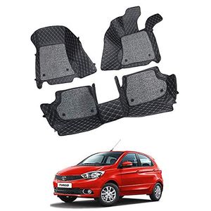 7D Car Mats Compatible with Tata Tiago, Color - Black, AGTT7D255