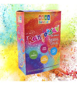 DealBindaas Rangotasav Holi Colour Herbal Gulal 500 GMS 5 Shades NonToxic | Eco Friendly | 100% Safe Holi Color Powder, Pack of 2 = 500gm. (10pcs X 50gm) Herbal Gulal PAY FOR ONE