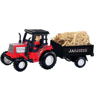 Shinsei Tractor With Trolley | Opening Trolley Lock |Farm Tractor | No Remote Or Battery |Miniature Scaled Models | Red Colour