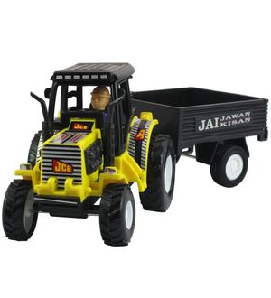 Shinsei Tractor With Trolley | Opening Trolley Lock |Farm Tractor | No Remote Or Battery |Miniature Scaled Models | Yellow Colour