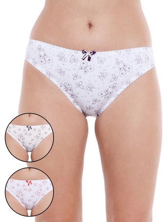 Bodycare Pack Of 3 Printed High-cut Briefs In Assorted Color-2909, 2909