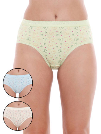 Pack Of 3 Printed Cotton Briefs In White Color-14004