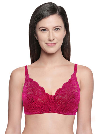 Buy Lace Non-Padded Wirefree Full Cup Bridal Bra - Hot Pink Online