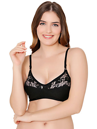 Bodycare polycotton wirefree adjustable straps designer net cup non padded bra-1535B