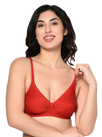 Bodycare Seamed, Non Padded Bra-1567-Red