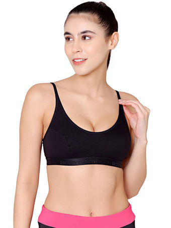 BODYCARE 1612 Cotton Full Coverage Seamless Racerback Sports Bra (Black) in  Ranchi at best price by Jai Shree Balajee Hosiery - Justdial