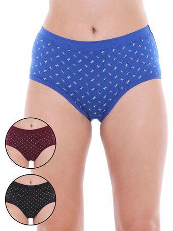 Bodycare Pack Of 3 Assorted Cotton Solid Hipster Briefs-2930d, 2930d