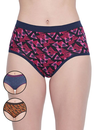 Bodycare Pack Of 3 Cotton Printed High Cut Panty-1461-assorted, 1461-3pcs