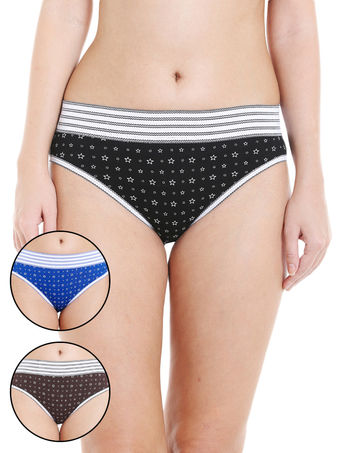 Pack Of 3 Printed Cotton Briefs In Assorted Colors-15000, 15000