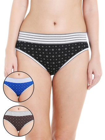 Pack Of 3 Bodycare Premium Cotton Printed Classic Panties-500-d