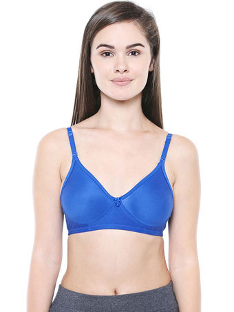 Seamless Cup Bra-5554R.BLUE with free transparent strap