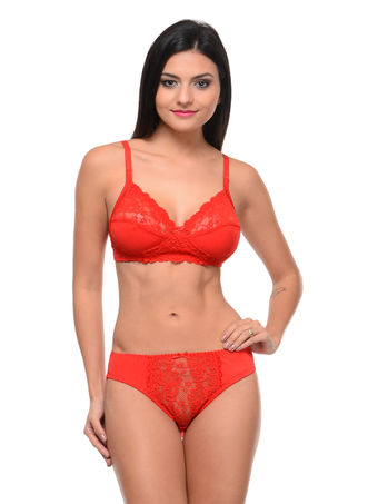 Bodycare Bridal Red color Bra & Panty Set in Nylon Elastane-6404RE