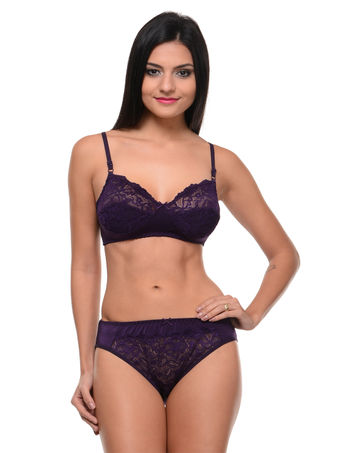 Bodycare Bridal Purple color Bra & Panty Set in Nylon Elastane-6405DPU