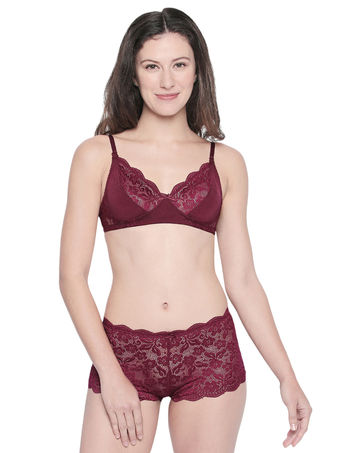 BODYCARE Bridal Maroon Bra & Panty Lingerie Set - 6406MH