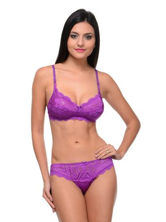 Bodycare Bridal Purple color Bra & Panty Set in Nylon Elastane-6408DPU