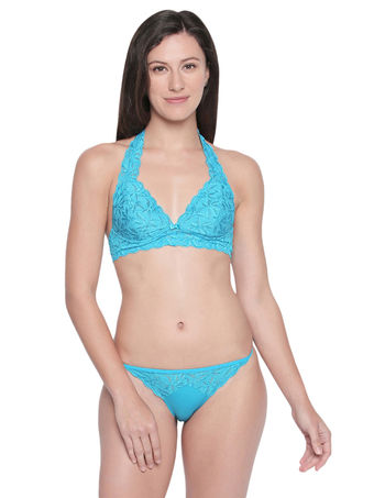 Sea Green Satin Bra and Panty Set at Rs 120/set