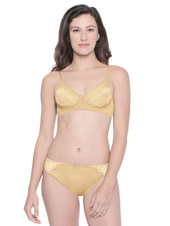 Comfortable Stylish women underwear yellow bra and panty set Deals