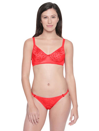 BODYCARE Bridal Red Bra & Panty Lingerie Set - 6417RED