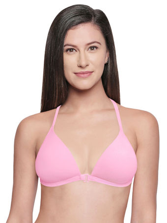 Bodycare Low Coverage, Front open, Seamless Padded Bra-6571-Pink