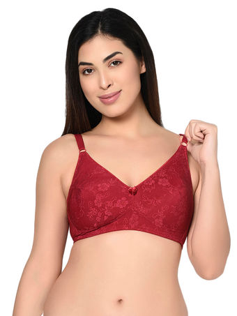 Bodycare Printed Padded Bra-6579-Maroon