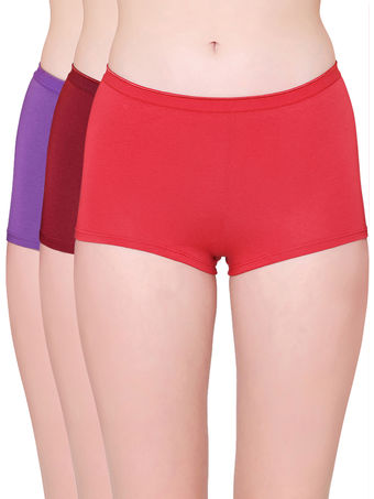 Bodycare Womens Cotton Spandex Multicolor Solid SHORTY Briefs-Pack of 3 (E-7D-RERAPU-3Pcs)