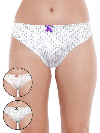 Bodycare Pack Of 3 100 Cotton Printed High Cut Panty-1420
