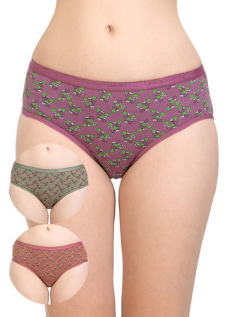 Pack of 3 Bodycare Cotton Printed Premium Panties in Assorted colors