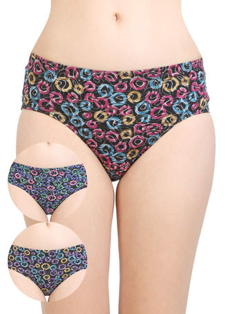 Pack of 3 Bodycare Printed Cotton Briefs in Assorted colors