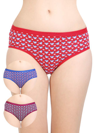 Low Waist Bikini Cotton Panty - Pack Of 3- Colors And Print May Vary -  MULTI COLOR / S