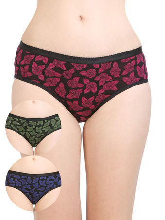 Pack of 3 Bodycare Printed Cotton Briefs in Assorted colors