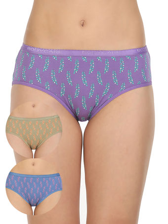 Pack of 3 Bikini Style Printed Cotton Briefs in Assorted colors-8205B