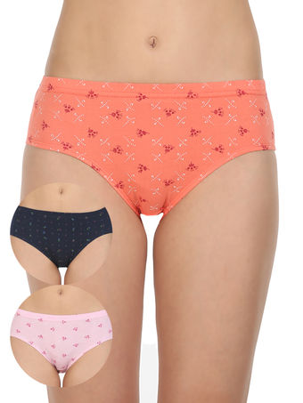 Pack Of 3 Printed Cotton Briefs In Assorted Colors-17000